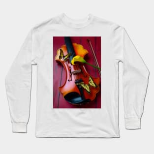 Baroque Violin And Butterflies Long Sleeve T-Shirt